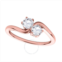 Maulijewels 0.50 cttw Round Natural White Diamond ( I-J/ I2-I3 ) Two Stone Engagement Ring 14K Rose Gold In Size 7