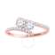 Maulijewels 0.75 Carat Natural Round White Diamond Two Stone Women Engagement Ring In 14K Solid Rose Gold Size 6
