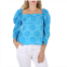 Rejina Pyo Ladies Anita Blue Floral-print Ruched Blouse, Brand Size 38 (US Size 4)