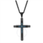 Robert Alton 1/10CTW Blue Diamond Stainless Steel White & Black Cross Pendant