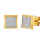 Robert Alton 1/4CTW Diamond Stainless Steel With Yellow Finish Mens Square Stud Earrings