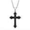 Robert Alton Diamond Accent Stainless Steel with Black & White Finish Stacked Cross Pendant
