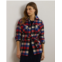 Lauren Petite Buffalo Check Belted Twill Shirt Jacket