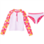 Andy & Evan Toddler Girls Rash Guard and Reversible Bikini Bottoms Set - UPF 50+, Long Sleeve