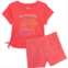 Banana Boat Little and Big Girls Ruched T-Shirt and Terry Shorts Set - Short Sleeve