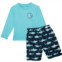 IXtreme Little Boys Tie-Dye Shark Print Rash Guard and Swim Shorts Set - Long Sleeve