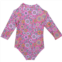 KENSIE GIRL Little Girls Floral Print Rash Guard Suit - UPF 50+, Long Sleeve