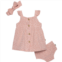 Rabbit + Bear Organic Infant Girls Dress, Bloomers and Headband Set - Sleeveless