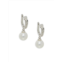 BELPEARL 14K White Gold, Diamond & 9MM Cultured Freshwater Pearl Hoop Drop Earrings
