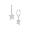 Chloe & Madison Rhodium Plated Sterling Silver & Cubic Zirconia Hoop-Star Drop Earrings