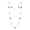 JanKuo Flower 14K Goldplated, Mother of Pearl & Onyx Necklace