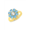 Gabi Rielle Color Forward 14K Gold Vermeil & Aquamarine Teardrop Adjustable Flower Ring