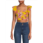 Cara Cara Darby Ruffled-Shoulder Crop Top