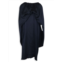 Roland Mouret Hinsby Drape Dress In Navy Blue Silk