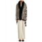 BELLE FARE Print Wool Blend & Faux Fur Trim Ruana