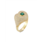 SPHERA MILANO 14K Gold Plated Sterling Silver Cubic Zirconia Pave Heart Signet Ring