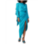 Ronny Kobo Leaf Jacquard Silk Blend Asymmetric Midi Dress