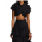 Brandon Maxwell Pleated Draped Cropped Top