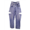 Maison Margiela Slashed Cut-Out Jeans In Blue Cotton