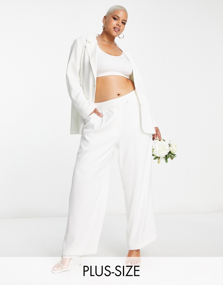 Ever New Curve Bridal oversized suit trouser co-ord in ivory
