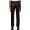 System Black Paneled Faux-Leather Trousers