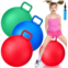 Lewtemi 3 Pcs Bouncing Ball with Handle, Hopper Ball Jumping Hopping Ball, Exercise Ball and Air Pump for Outdoors Sports School Games Exercise(Red, Blue, Green, 22 Inch)