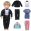 MLcnleS 6 Piece Fashion 18 Inch Boy Doll Clothes Casual Wear Plaid Jacket Pants Sportswear Outfits with Tuxedo Suits for 18 Doll Accessories