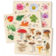 QUOKKA Wooden Puzzles for Toddlers 2-4 - 3X Set Montessori Toys Puzzles for Kids Ages 3-5 - Wood Educational Baby Game 12-18 Months - Gift Learning Mushrooms Flowers Leaves for Boy