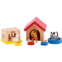Family Pets Wooden Dollhouse Animal Set by Hape Complete Your Wooden Dolls House with Happy Dog, Cat, Bunny Pet Set with Complimentary Houses and Food Bowls