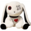 LKMYHY 12in Creepy Goth Bunny Plush Crazy Rabbit Plushie Toys, Spooky Bunny Stuffed Animal Doll for Halloween Easter Christmas Birthday Gift (White)