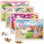 SYNARRY Unicorn Princess Fairy Wooden Puzzles for Kids Ages 3-5, 4 Packs 24 PCs Jigsaw Puzzles for Kids Ages 4-6, Preschool Toys Gifts Puzzles for Toddlers 2-4, Wood Puzzles for 3