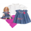 Pedolltree 22 inch Reborn Baby Girl Doll Clothes Newborn Denim Dress 3Pcs Set Fit for 20-23 inch Reborn Doll