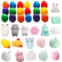 WODMAZ Easter Eggs Filled Mochi Squishys Toys, 18PCS Plastic Easter Eggs with Cute Kawaii Squishies Animals Stress Relief Toys for Kids Soft Squeeze Reliever Anxiety Toys Easter Gifts Eas