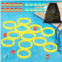Sratte Water Sports Pool Toss Game Pool Game with Score Floating Foam Rings with 20 Foam Rainbow EVA Balls Toys with Storage Bag for Outdoor Games Pool Party Family Party (Yellow)