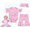 Pedolltree Reborn Baby Doll Clothes Girl 22 inch Outfit Accessories for 22-24 Inch Reborn Doll Clothes Toddler Girl Headband Pink Suit 3pcs Set
