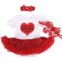 NPK collection Reborn Baby Doll Clothes Outfit for 20-23 Inch Reborns Newborn Babies Matching Clothing Headband Mom Red Heart Tutu Dress Shoes Three-Piece Set