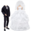 E-TING Wedding Set Beautiful Gown White Bride Dress Clothes with Veil and Groom Business Suit Outfit for Boy Girl Dolls（Doll Not Included）