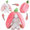 MIAODAM Bunny Stuffed Animal Reversible Cuddle Bunny Stuffed,Strawberry Bunny Transformed Rabbit Plush Zipper,Carrot That Turns Into Ears Bunnies Plushies Toy Cute Stuffy Doll East