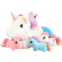 SQEQE Cute Unicorn Stuffed Animals with 4 Babies in Her Tummy, Rainbow Flying Unicorn Plush Pillow Toy with Wings, Unicorn Gifts for Girls Ages 3 4 5 6 7 8 Years