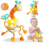 VATOS Baby Sensory Toys Montessori Food Grade Silicone Pull String Activity Toy,Giraffe Toy with Twisting Clockwork & Neck Pop Tube for Fine Motor Skills,Travel Toys for Babies,Inf
