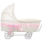 Gadpiparty Baby Doll Stroller Miniature Baby Carriage Wicker Rolling Carriage Pram Farmhouse Candy Gift Baskets Shopping Cart Pretend Play Toy for Girls Centerpiece Pink
