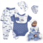 Babyfere Blue Reborn Dolls Clothes Boy 5 Pieces Suits Fit 20-22 Baby Doll Clothing Accessories Baby Reborn Clothes Stuffs