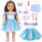 ZNTWEI American 18 Inch Doll Clothes and Accessories Makeup Set Fashionable 18 Inch Doll Dress with Sequins Bag Cosmetic Game Set for 18 Inch Doll