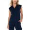 Womens Liverpool Los Angeles Sleeveless Cropped Shirt With Elastic at Waist