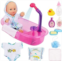 deAO Newborn Baby Doll Bath Set - Real Working Bathtub with Detachable Shower Spray, Toy Gift Set for 3+ Years Old Kids