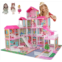 Mini Tudou Doll House Dreamhouse for Girls, Dollhouse with Lights, Play Mat and Dolls, DIY Building Pretend Play House with Accessories Furniture,Elevator and Slide,Playhouse for G