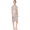 Womens Alex Evenings Short Embroidered Cap Sleeve Dress