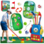VATOS Golf Set for Kids, 34PCS Kids Golf Clubs Kit with Double-Sided Golf Board, Golf cart, 4 Colorful Golf Clubs, 14 Balls, 2 Practice Holes & Bases, Golf mat, Toddler Golf Set Ga