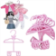 Dress Along Dolly Doll Full-Outfit Clothes Hangers for 18 Dolls - 12pk - Unique Design Holds Your Top and Bottom at Once Including Dresses, Pants, Shirts, Skirts, and Accessories (Pink)- Gifts for G