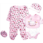 Babyfere Reborn Baby Dolls Clothes 20 Inch Pink Outfits Accessories 5 Pcs for 17-22 inch Reborn Dolls Girl Clothing…